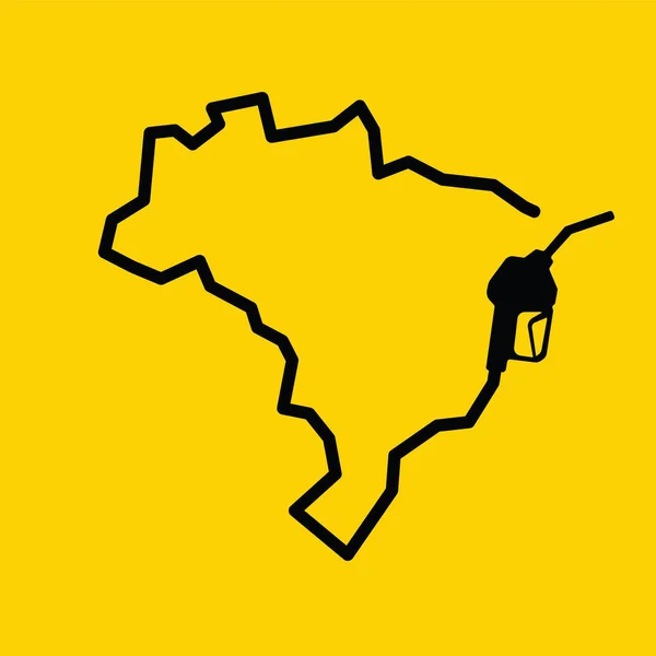 Mapa Del Contorno Brasil Hecho Una Bomba Gas Gasolina — Vector de stock