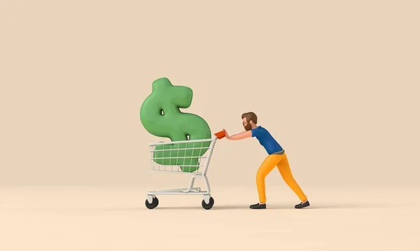 Enflasyon Konsepti Yiyecek Alışveriş Maliyetleri Yükseliyor Alışveriş Arabalı Dolar Işareti — Stok fotoğraf