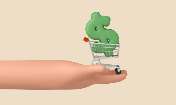 Enflasyon Konsepti Yiyecek Alışveriş Maliyetleri Yükseliyor Alışveriş Arabalı Dolar Işareti — Stok fotoğraf