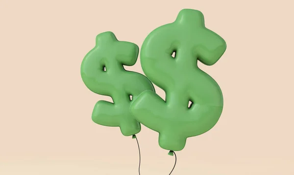 Dollar Currency Sign Floating Balloon Inflation Concept Rendering — Stock Photo, Image