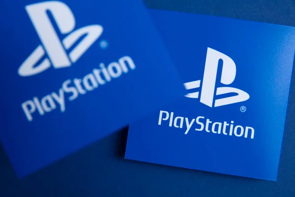 Londres Juillet 2022 Logo Playstation Sony Sur Fond Bleu Playstation — Photo