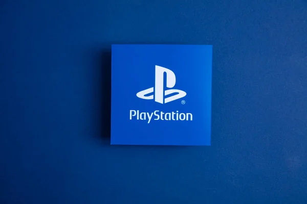 Londres Juillet 2022 Logo Playstation Sony Sur Fond Bleu Playstation — Photo