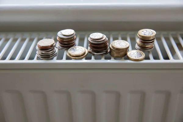 Cost Living Crisis Money Home Radiator Heater Rising Cost Energy — Stock Photo, Image