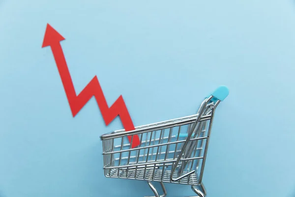 Rising Cost Shopping Shopping Cart Red Inflation Arrow — Stok fotoğraf