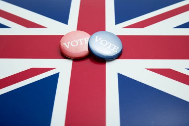 Büyük Britanya sendikası bayrağına oy verin. Seçim arkaplanı.