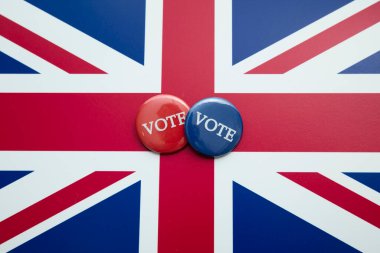 Büyük Britanya sendikası bayrağına oy verin. Seçim arkaplanı.