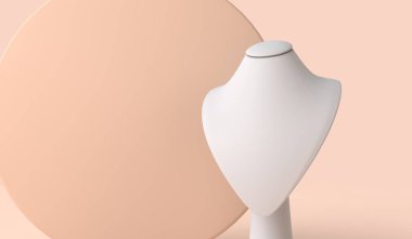 Elegant necklace jewelry presentation showcase stand. 3d rendering.