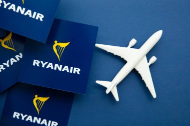 LONDON, UK - July 2022: Ryanair airline company logo. Ryanair are a British low cost airline.