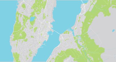 Urban vector city map of Tromso, Norway, Europe.