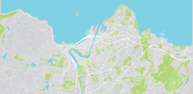 Urban vector city map of Trondheim, Norway, Europe.