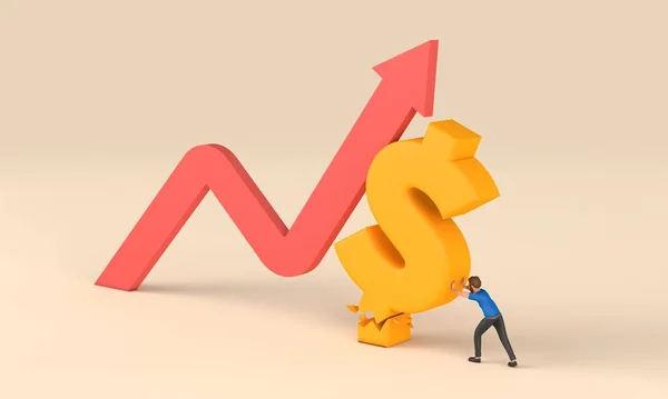 Dollar Sign Being Hit Rising Inflation Held Businessman Rendering — Foto Stock