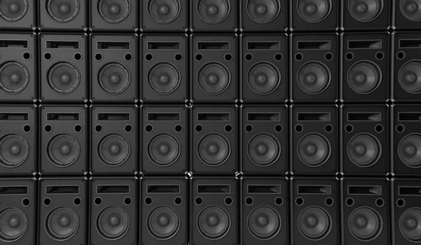 Wall of speakers background for a band of DJ. 3D Rendering.