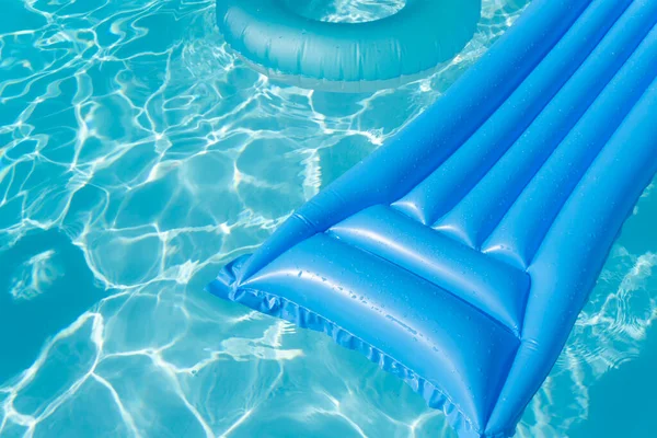 Bright Blue Summer Pool Lounger Float Rippled Swimming Pool — 图库照片