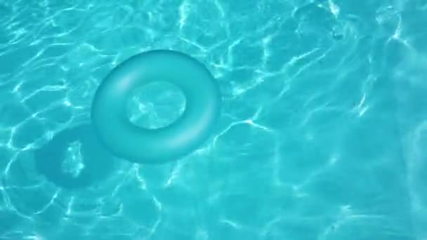 Blue Summer Pool Rubber Ring Floating Vacation Swimming Pool — Stock Video