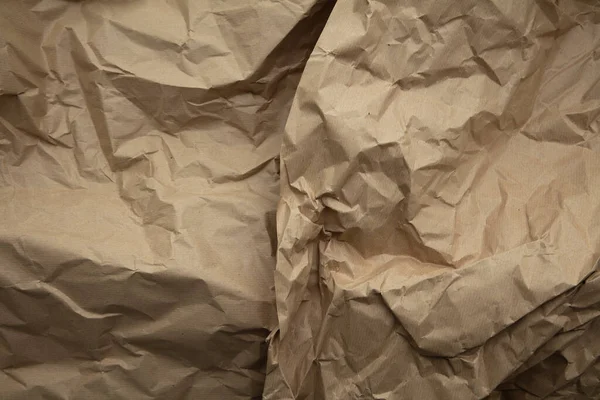 Crumpled Brown Kraft Paper Background Recycle Old Brown Paper Texture — Photo