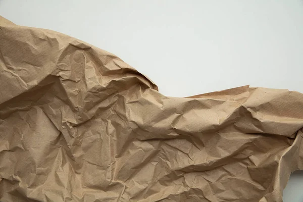 Crumpled Brown Kraft Paper Background Recycle Old Brown Paper Texture — Photo