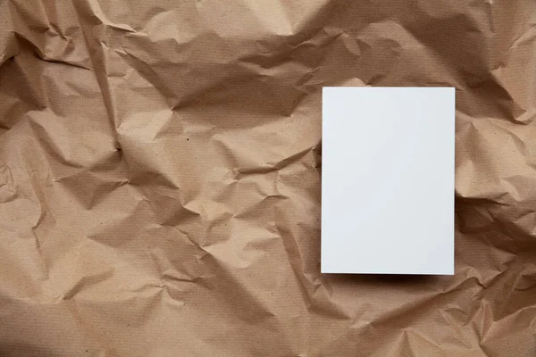 Blank White Invitation Letter Template Mock Crumpled Brown Paper — Φωτογραφία Αρχείου