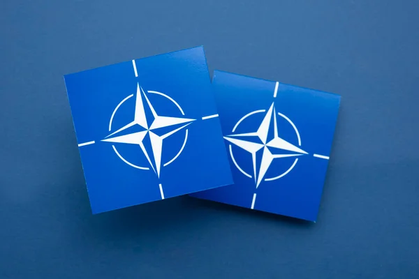 London August 2022 Nato Blue Logo Nato Military Alliance Number — Zdjęcie stockowe