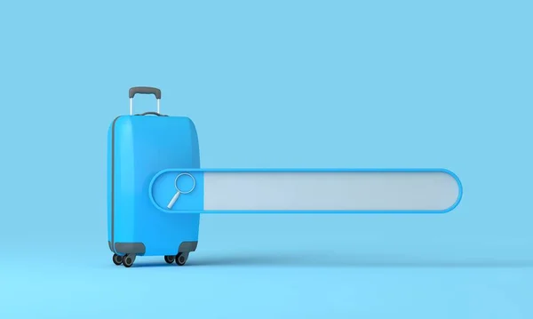 Online Summer Vacation Search Blank Search Bar Travel Suitcase Rendering — Zdjęcie stockowe