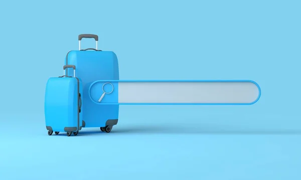 Online Summer Vacation Search Blank Search Bar Travel Suitcase Rendering — ストック写真