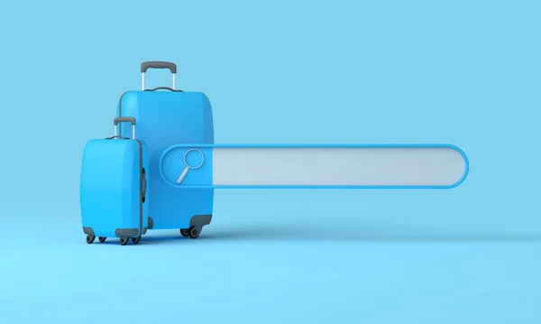 Online Summer Vacation Search Blank Search Bar Travel Suitcase Rendering — Stok fotoğraf