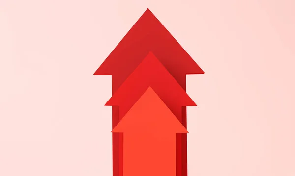 Red Growth Arrows Pointing Cost Living Inflation Concept Rendering — Foto Stock