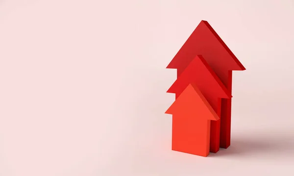 Red Growth Arrows Pointing Cost Living Inflation Concept Rendering — Fotografia de Stock