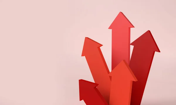 Red Growth Arrows Pointing Cost Living Inflation Concept Rendering — Stock Photo, Image