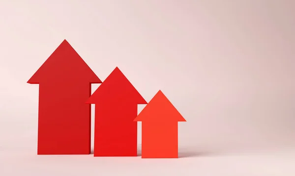 Red Growth Arrows Pointing Cost Living Inflation Concept Rendering — 图库照片