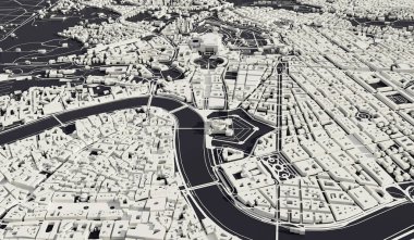 Rome, Italy city map aerial view. minimal design. 3D Rendering,