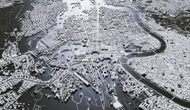 Rome, Italy city map aerial view. minimal design. 3D Rendering,