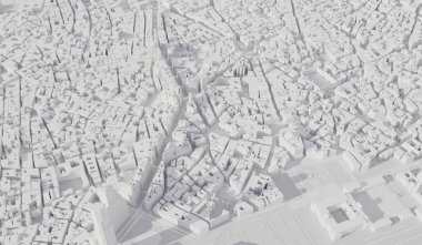 Madrid, Spain city map aerial view. minimal design. 3D Rendering,