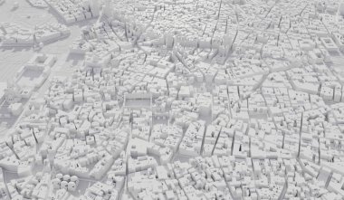 Madrid, Spain city map aerial view. minimal design. 3D Rendering,