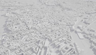 Madrid, Spain city map aerial view. minimal design. 3D Rendering,
