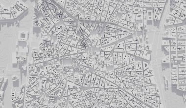 Madrid, Spain city map aerial view. minimal design. 3D Rendering,