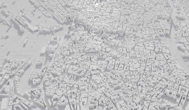 Madrid, Spain city map aerial view. minimal design. 3D Rendering,