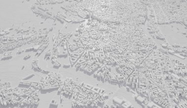 Madrid, Spain city map aerial view. minimal design. 3D Rendering,