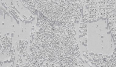 Madrid, Spain city map aerial view. minimal design. 3D Rendering,