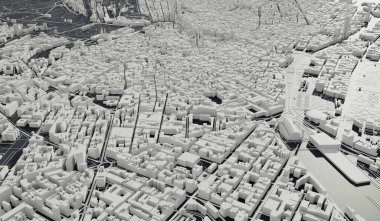 Madrid, Spain city map aerial view. minimal design. 3D Rendering,