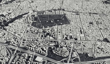 Madrid, Spain city map aerial view. minimal design. 3D Rendering,