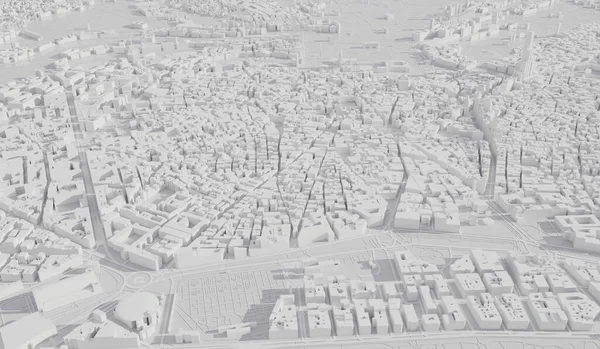 Madrid Spain City Map Aerial View Minimal Design Rendering — Foto de Stock