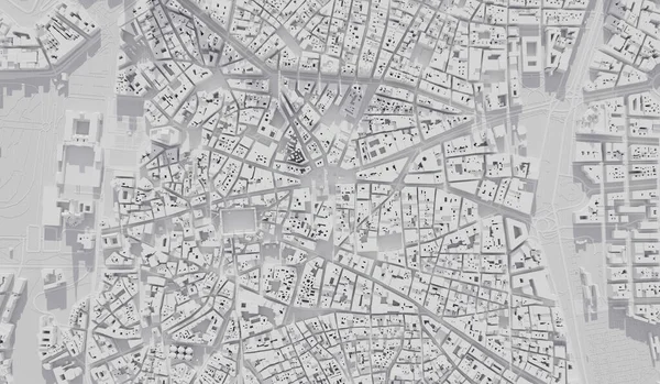 Madrid, Spain city map aerial view. minimal design. 3D Rendering,