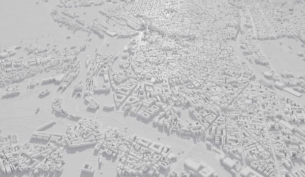 Madrid Spain City Map Aerial View Minimal Design Rendering — Fotografia de Stock