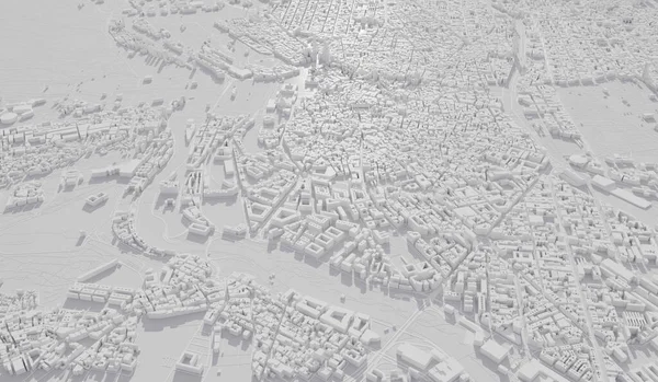Madrid, Spain city map aerial view. minimal design. 3D Rendering,