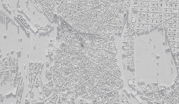 Madrid, Spain city map aerial view. minimal design. 3D Rendering,