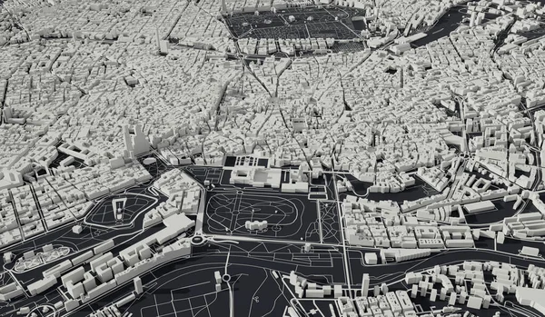 Madrid, Spain city map aerial view. minimal design. 3D Rendering,