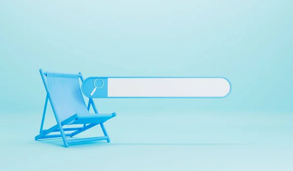 Online Summer Holiday Search Blank Search Bar Deckchair Rendering — 스톡 사진