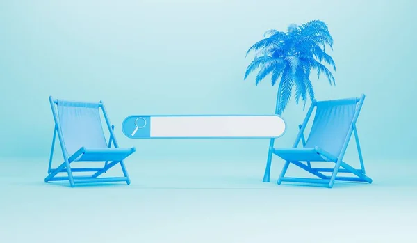 Online Summer Holiday Search Blank Search Bar Deckchair Palm Tree — ストック写真