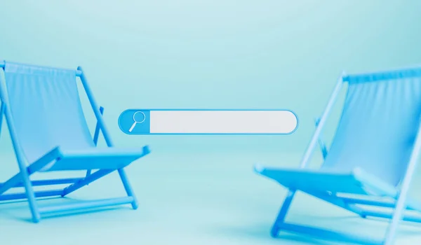 Online Summer Holiday Search Blank Search Bar Deckchair Rendering — Stockfoto