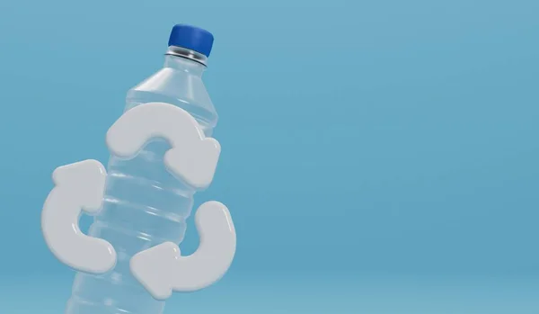 Waste Plastic Water Bottle Recycling Symbol Rendering — Zdjęcie stockowe